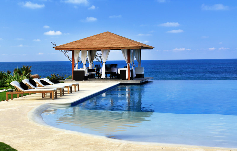 Infinity pool at a luxury resort. 